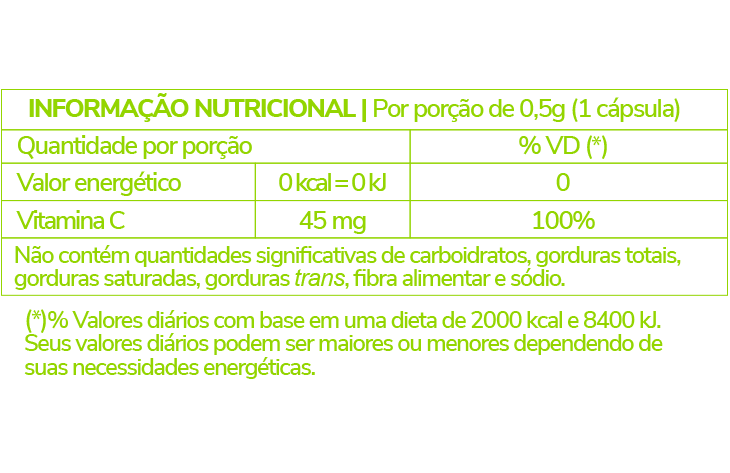 Informação Nutricional - VITAMINA C